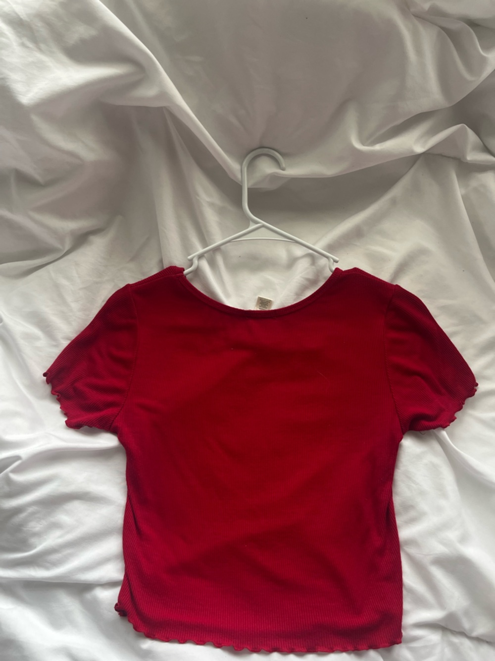 Red Ribbed Lettuce-Edge Tee - Picture 3 of 3